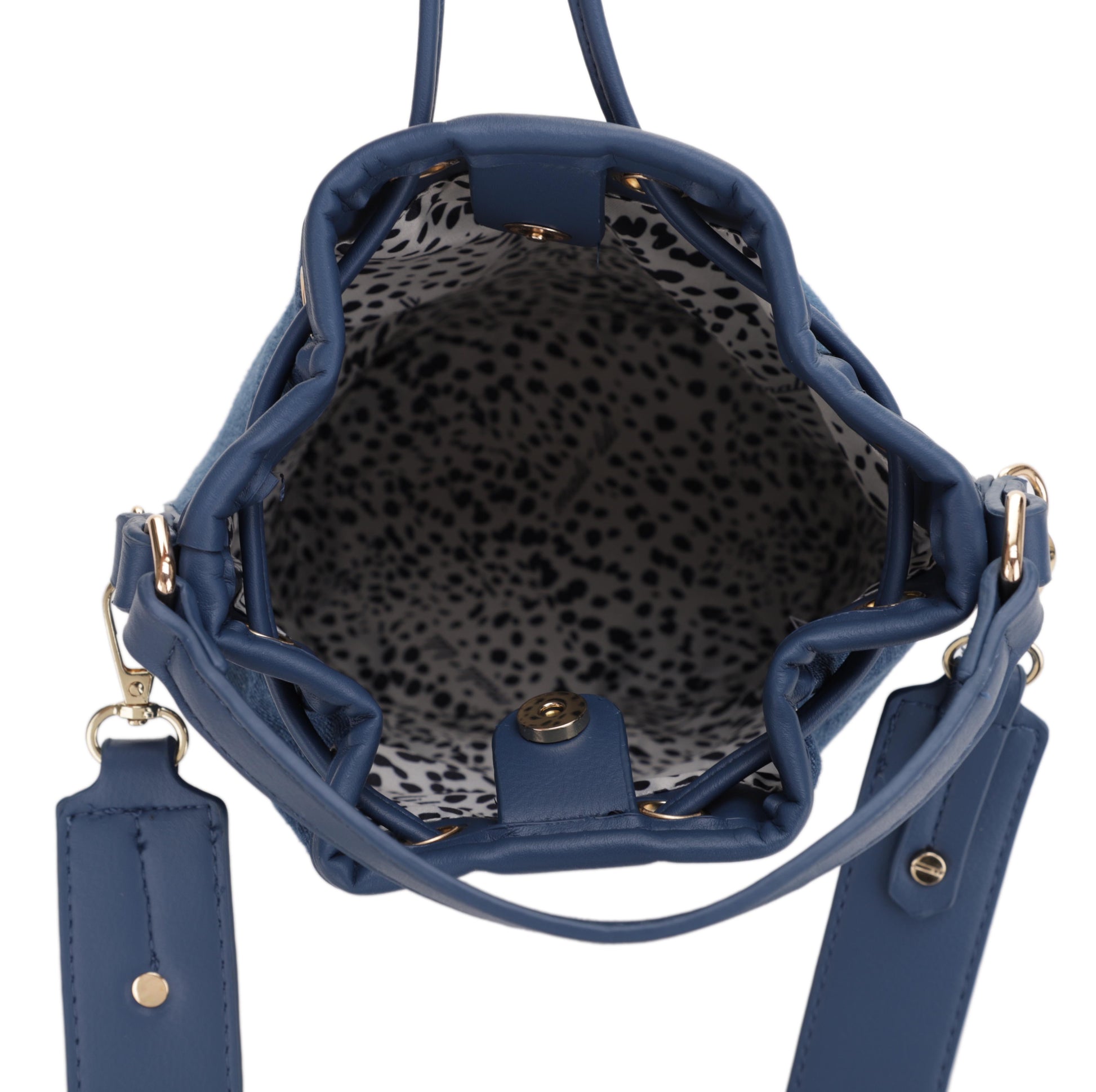 New Trendy Fashion Denim Tassel Blue Color Bucket Bag Women