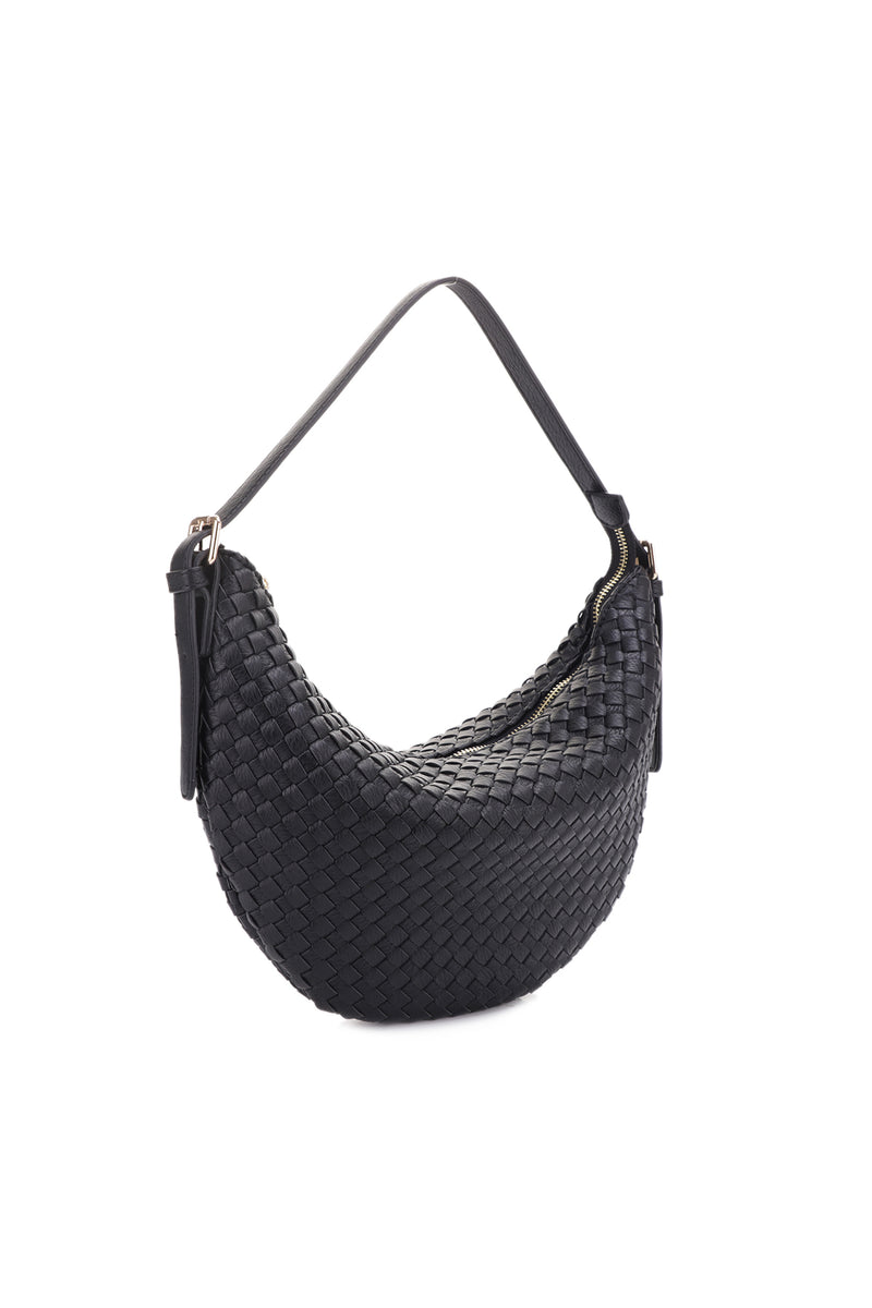 Becca Recycled Woven Vegan Leather Shoulder Bag